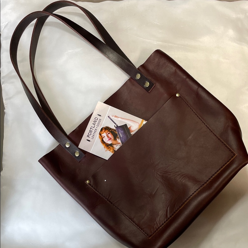 Classic Dark Brown Leather Tote by Portland Leather